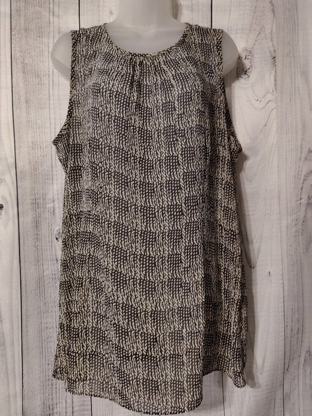 CAbi Chloe Blouse Style 608 Black & White Sheer Sleeveless Top